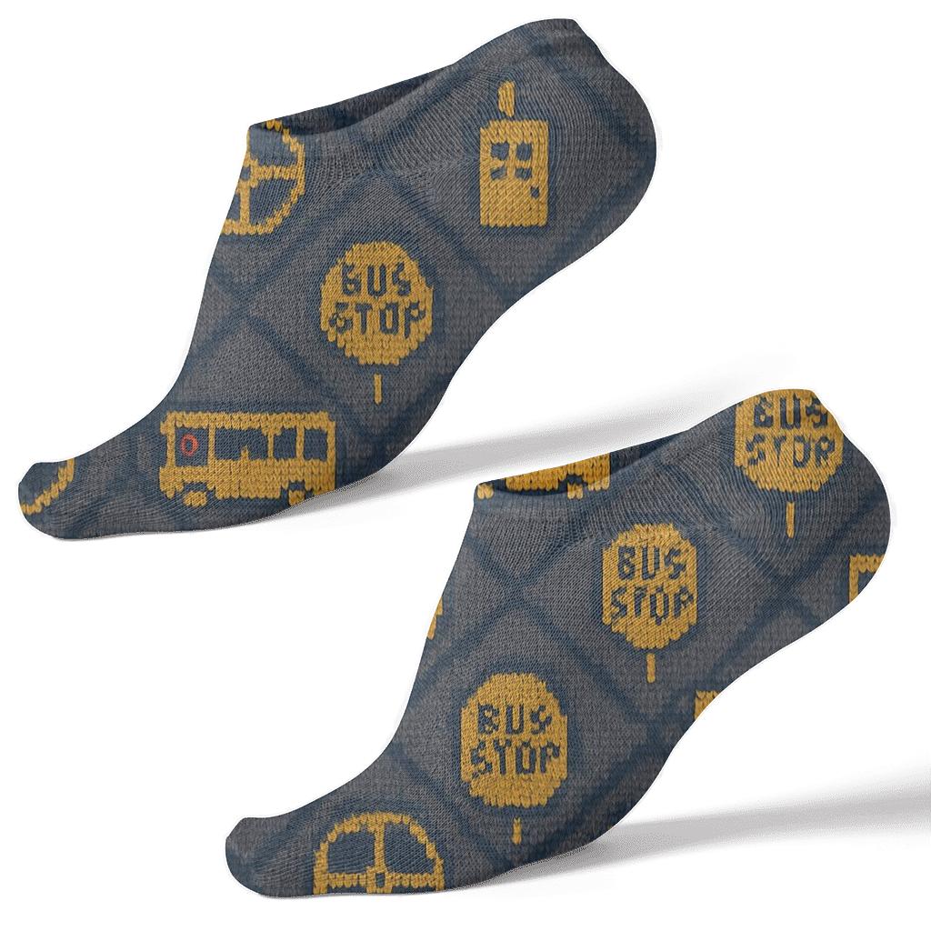 Bus Driver Route Rhythm Knit Illusion custom ankle socks