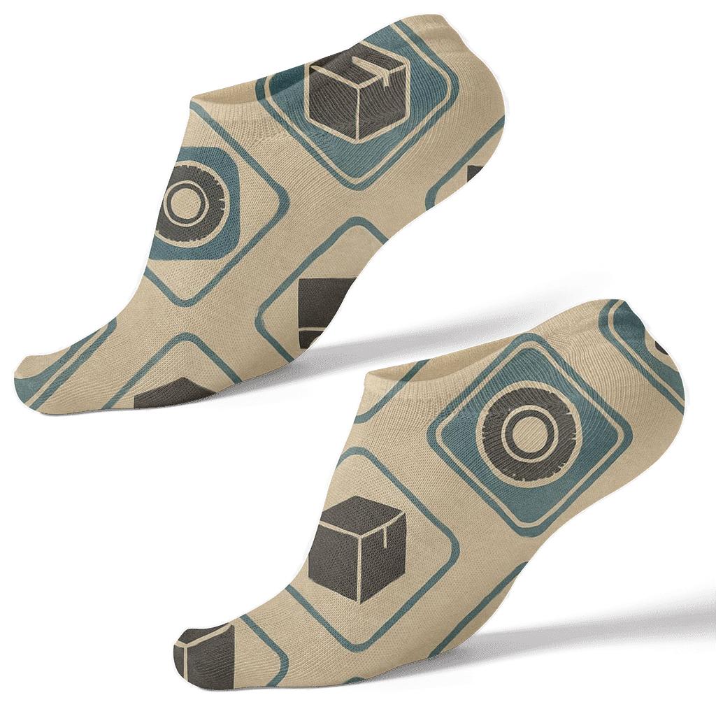 Vintage Road Sign Poster Look With Truck Driver Motif Lattice unique graphic ankle socks