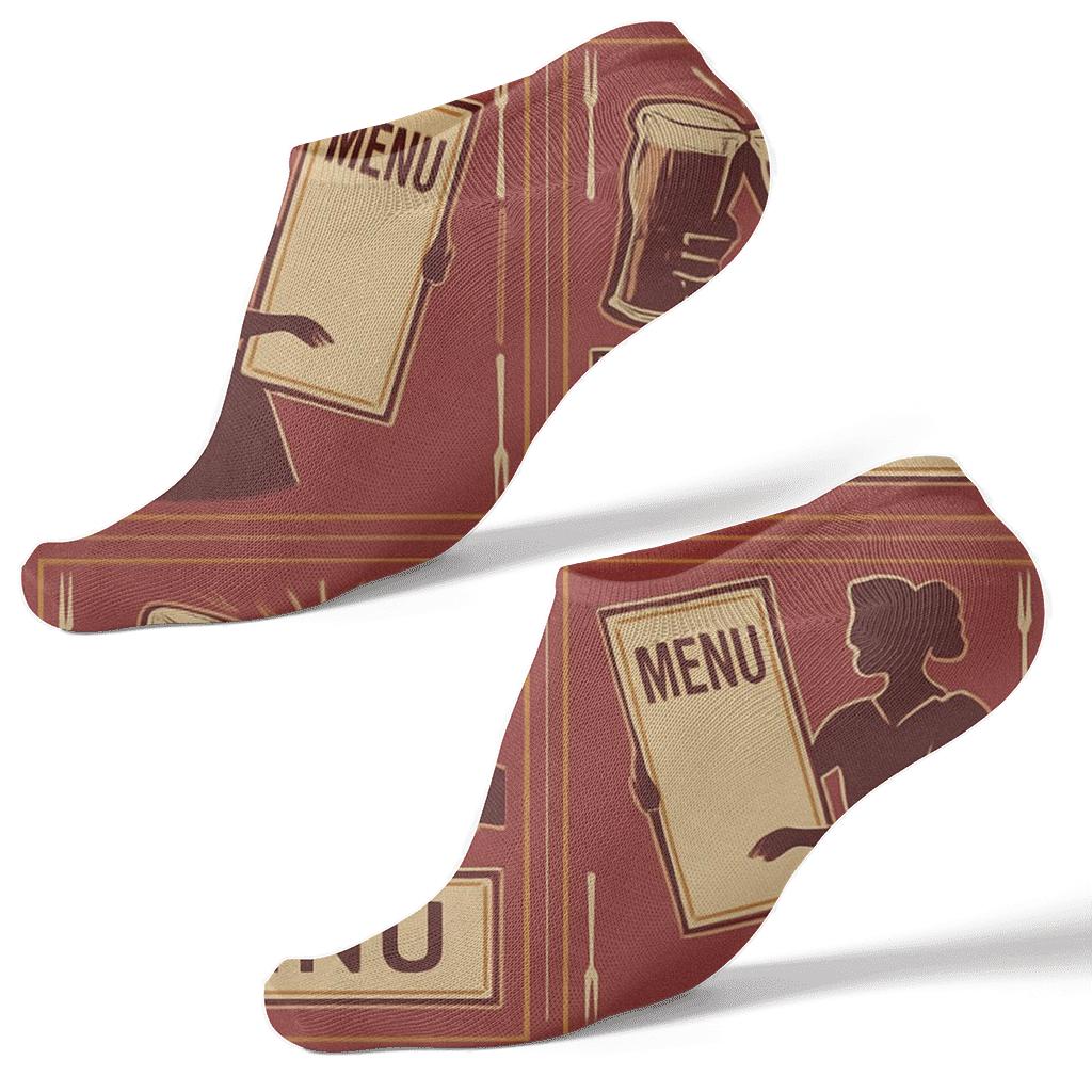Vintage Diner Poster Lattice Waitress Edition Ankle Length Socks