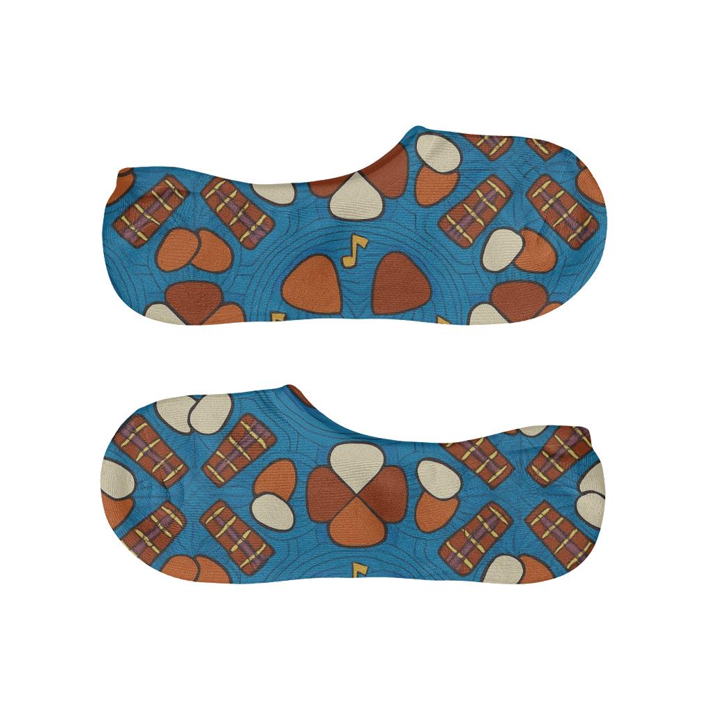 Guitar Pick Kaleidoscope Tile In Retro Blues breathable no-show socks