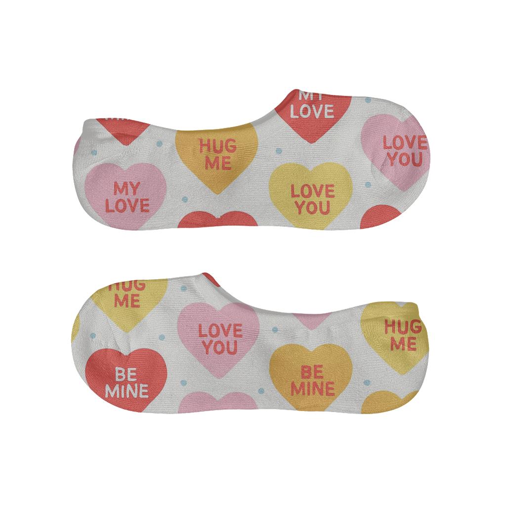 Minimalist Candy Tiles With Valentines Candy Heart Messages comfortable low-cut socks