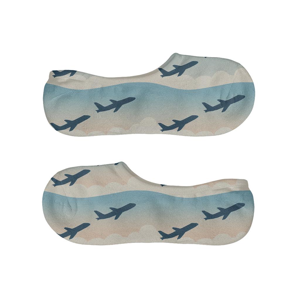 Airplane Takeoff Wave Border Repeat No Show Socks