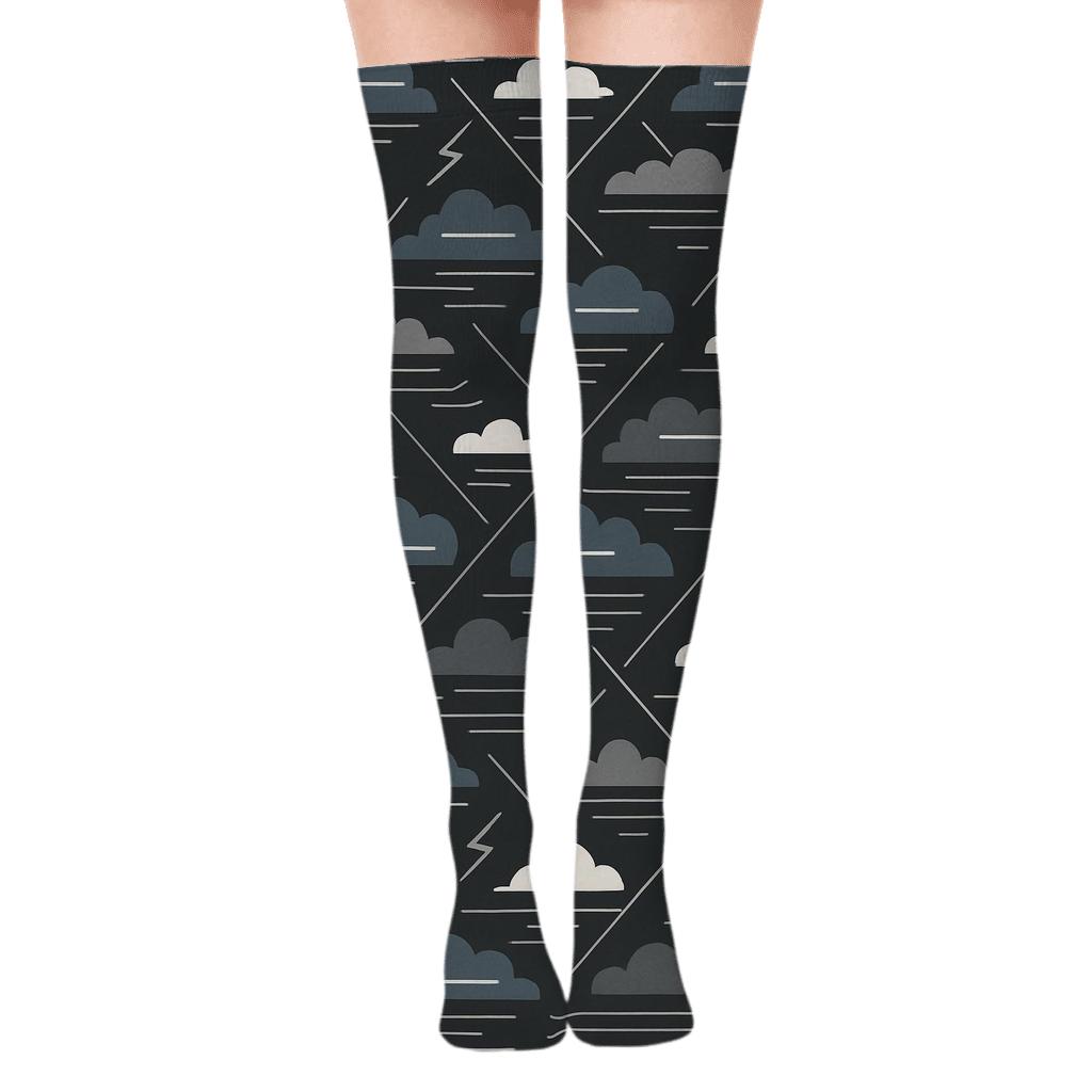 Stratus Lattice With Clouds Interior soft everyday over-the-knee socks