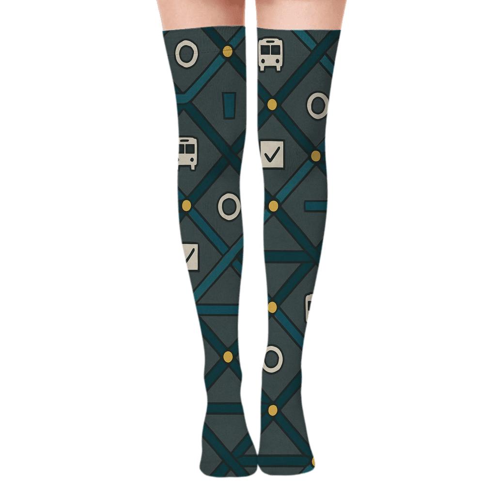 Transit Tokens For The Urban Planner Grid stylish fashion over-the-knee socks