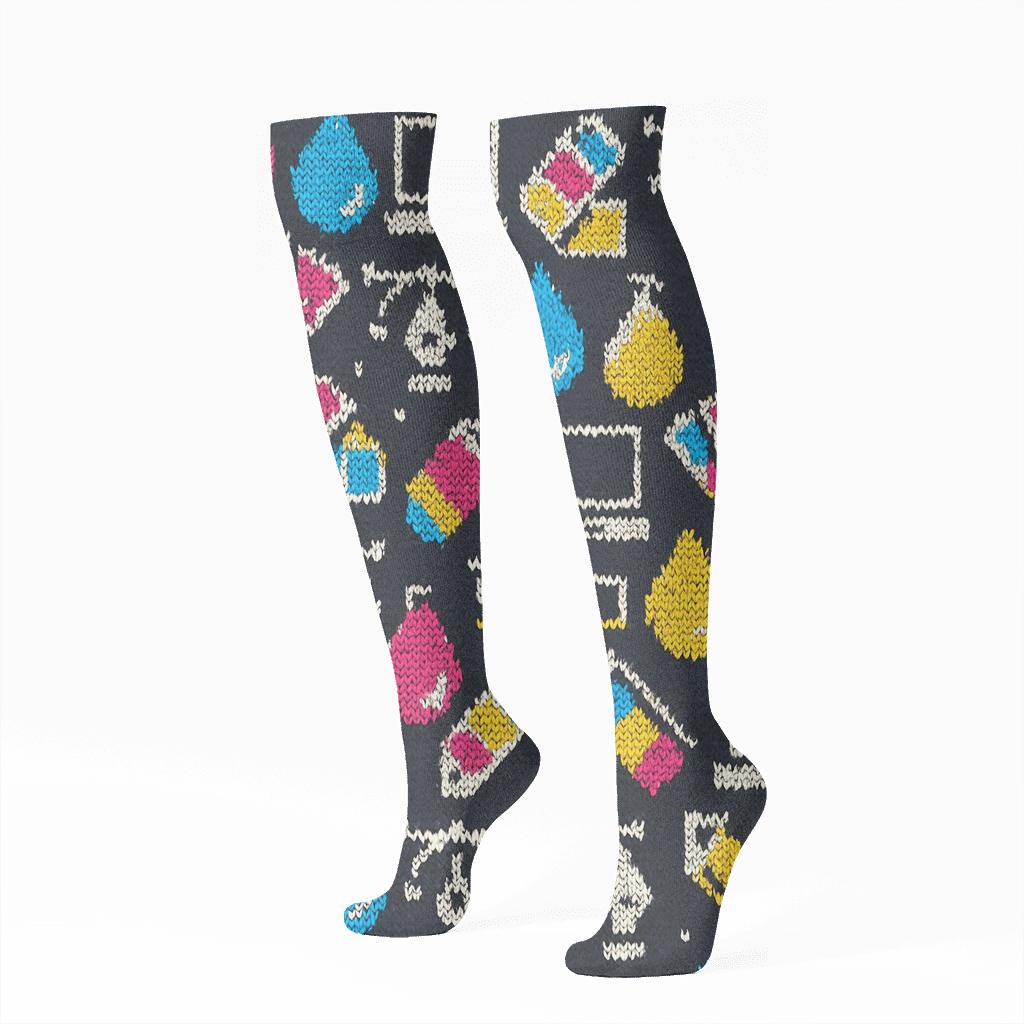 Graphic Designer CMYK Knit Tessellation custom knee-high socks