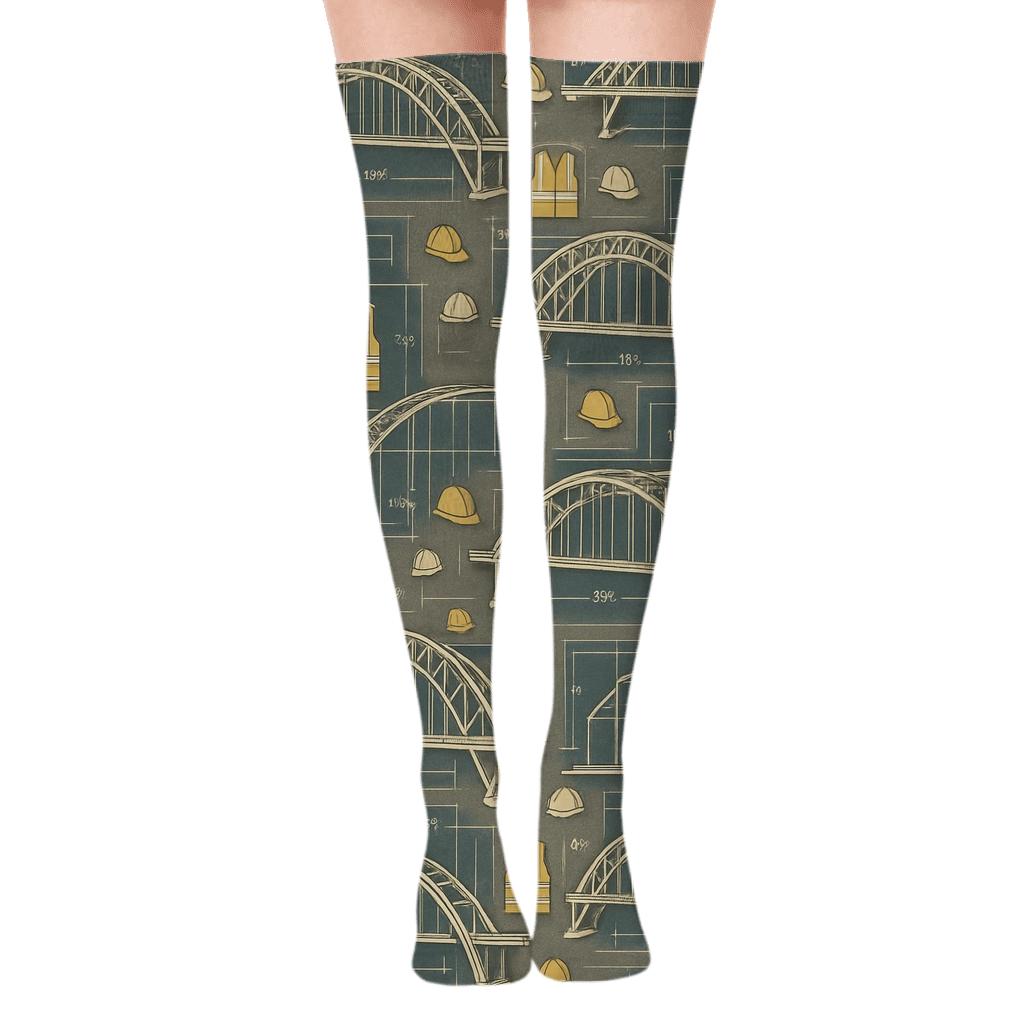 Bridge Lattice For Civil Engineer Prints custom over-the-knee socks