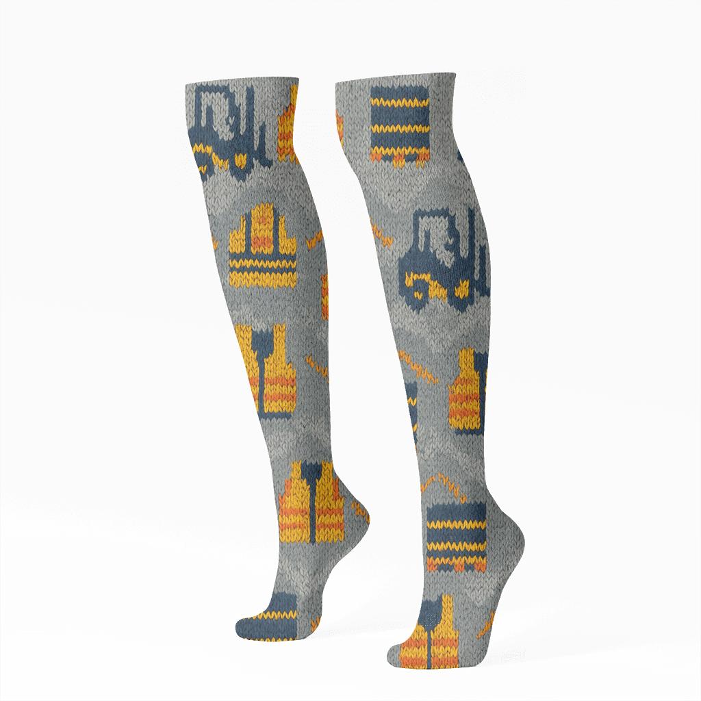 Knitted Chevron Warehouse Worker Pattern Bands stylish athletic knee-high socks