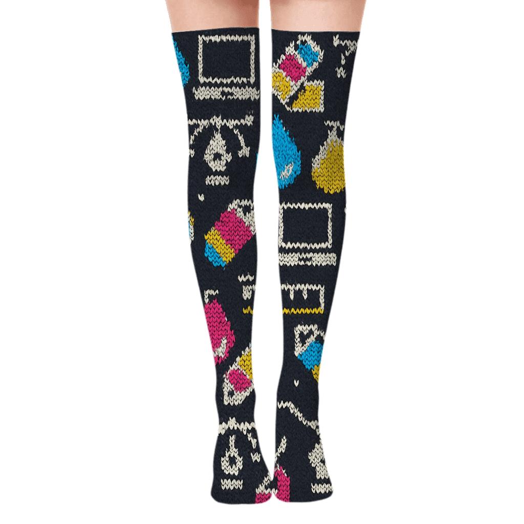 Graphic Designer CMYK Knit Tessellation custom over-the-knee socks