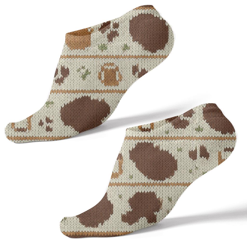 Knitted Illusion Cow Spots Fair Isle soft everyday ankle socks