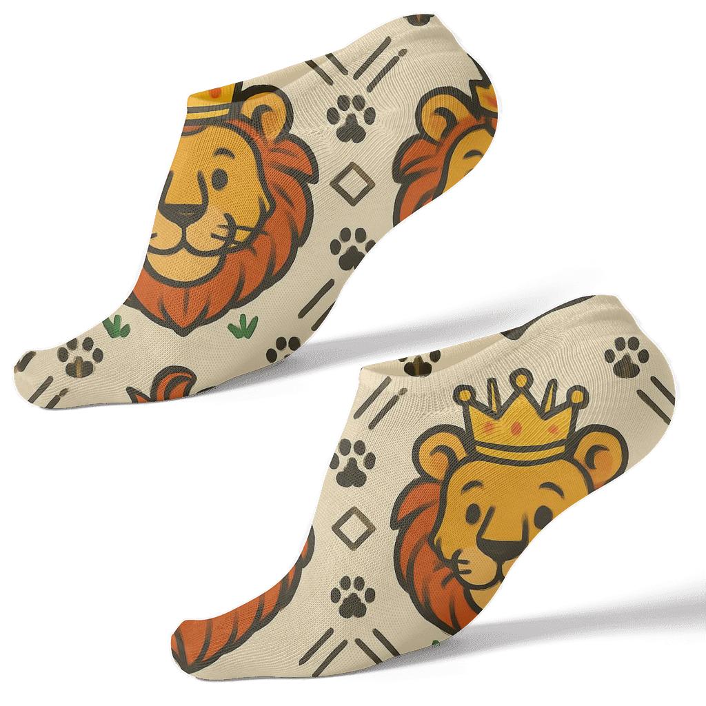 Savanna Crown Parade With Lion Motifs comfortable cotton ankle socks