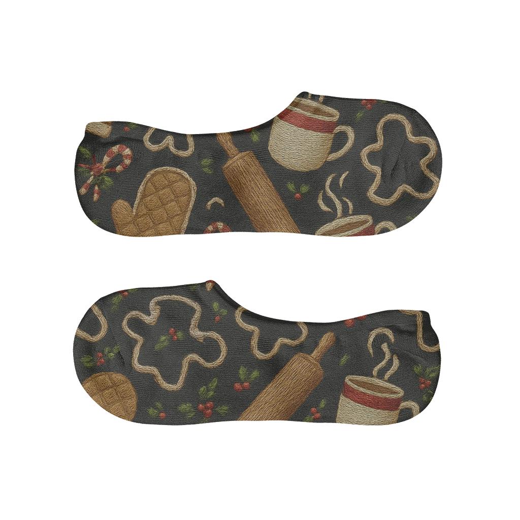 Stitched Tessellation Mittens For Baking, Mrs. Claus Edition personalized no-show socks