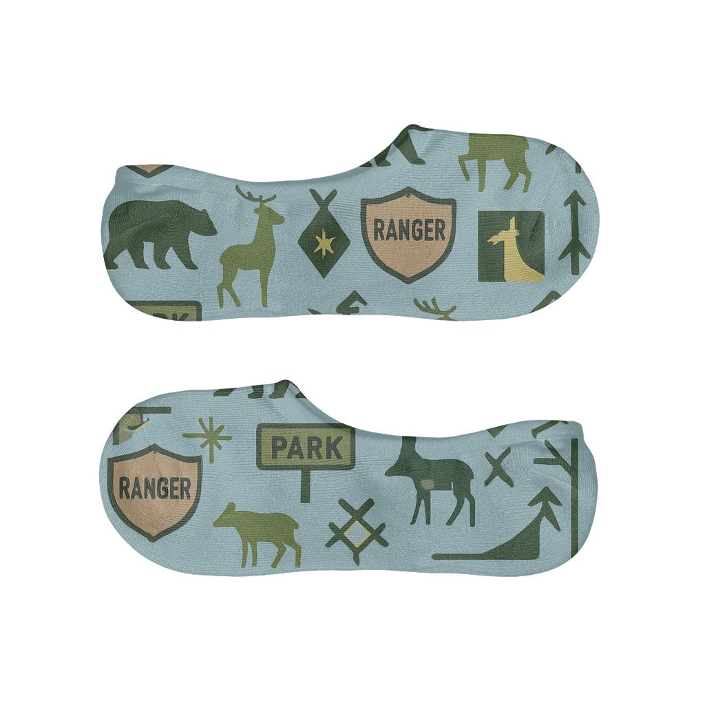 Ranger Badge Grid On Sky Blue Park Ranger Field comfortable invisible socks