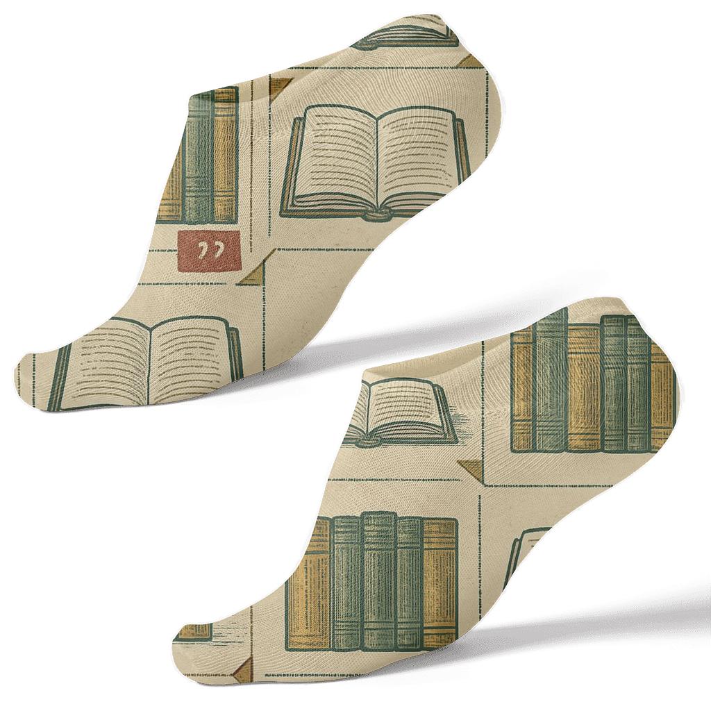 Book Spine Lattice For The Librarian designer print ankle socks