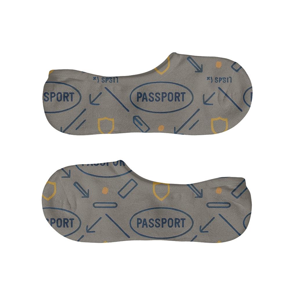 Passport Stamp Lattice With Customs Officer Accents soft cotton no-show socks