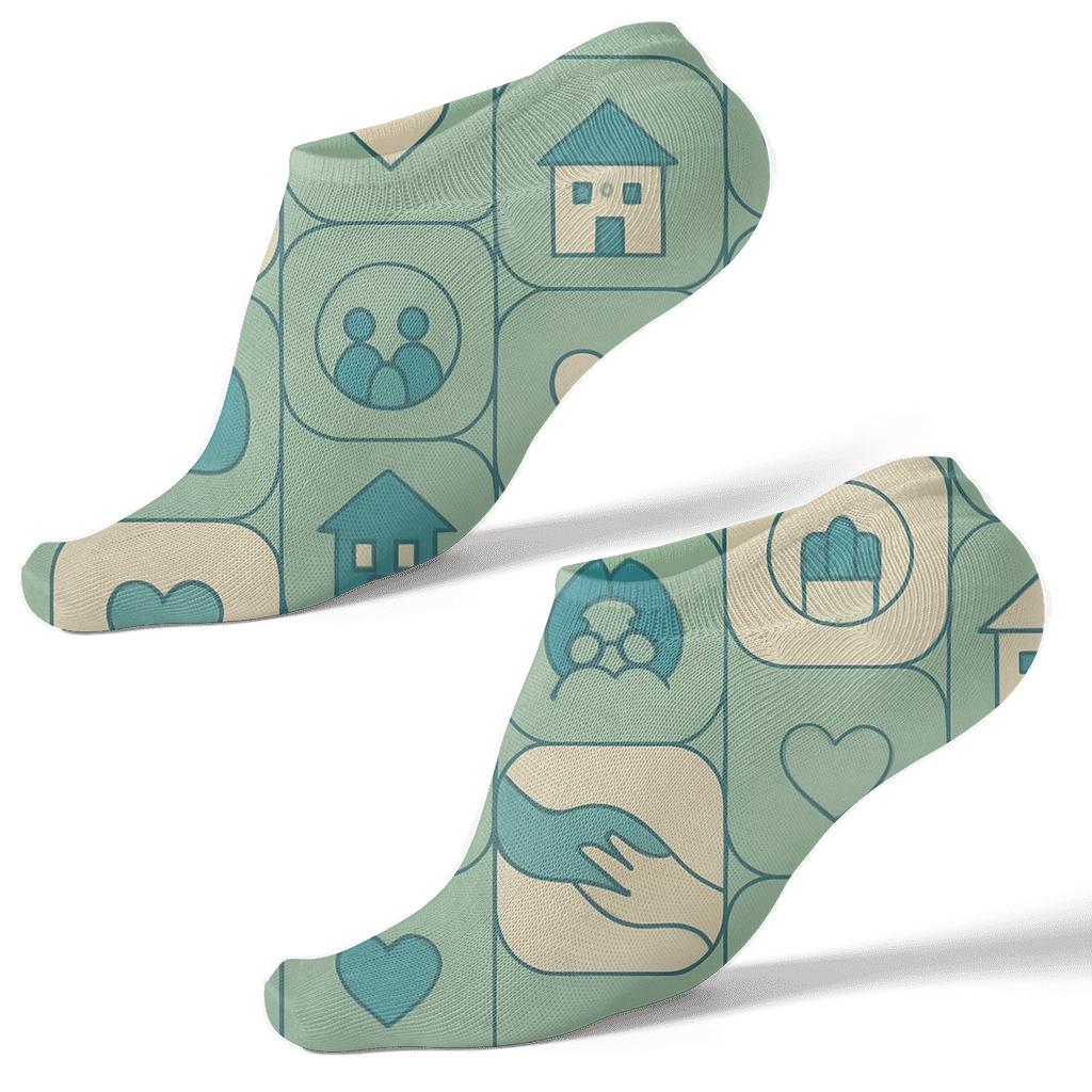 Community Lattice For Social Worker Care Icons stylish athletic ankle socks