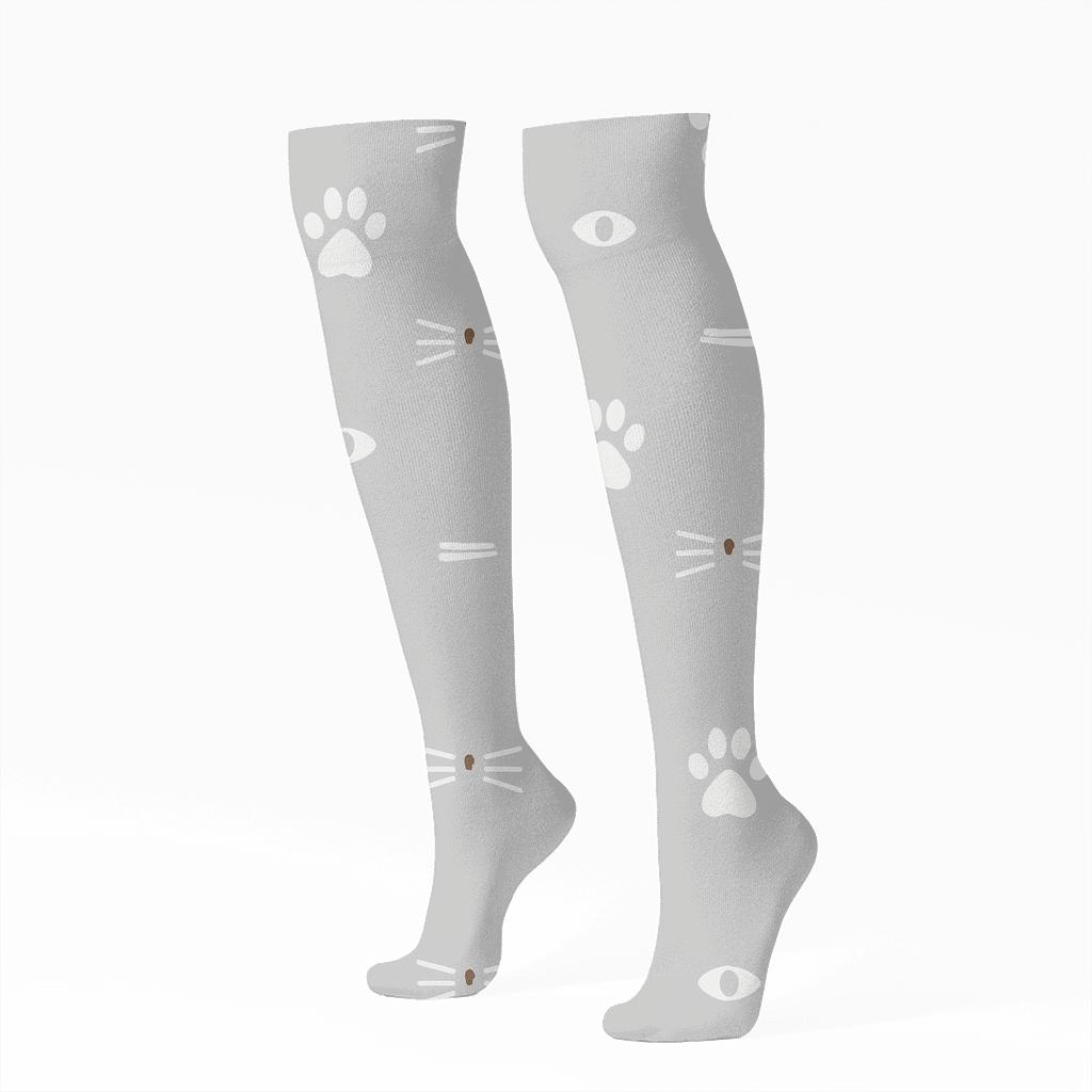 Minimalist Paws And Whiskers With Cat Accent soft everyday knee-high socks