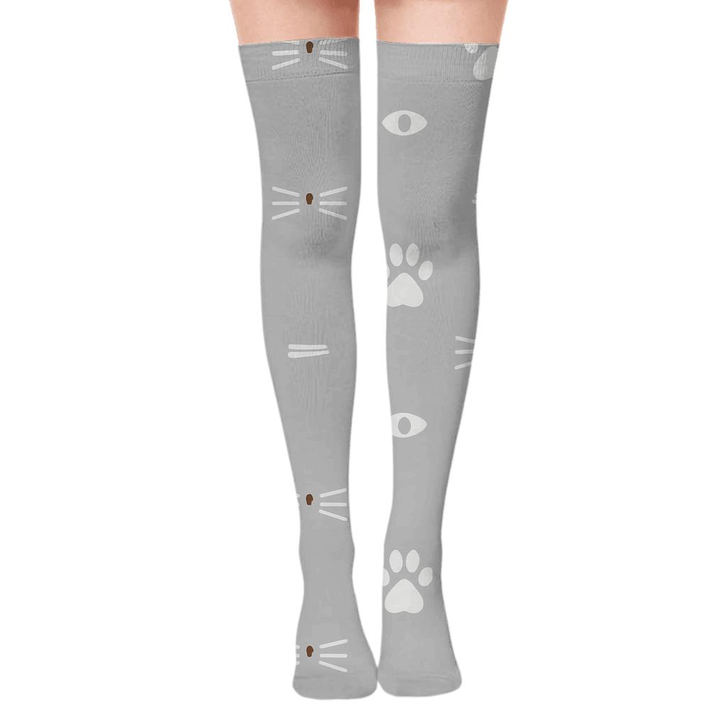 Minimalist Paws And Whiskers With Cat Accent premium cozy over-the-knee socks