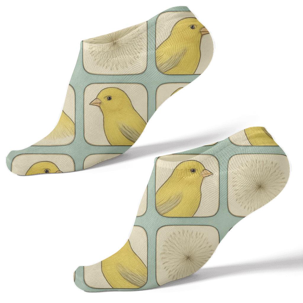 Canary Songbird Portrait Tiles On Mint personalized ankle socks