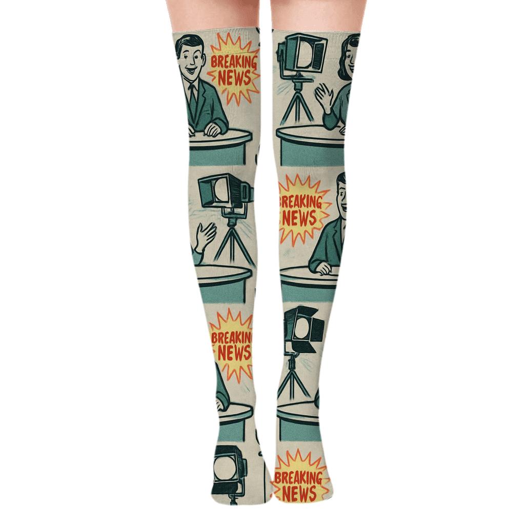 Teleprompter Tiles With News Anchor Spotlight comfortable cotton over-the-knee socks