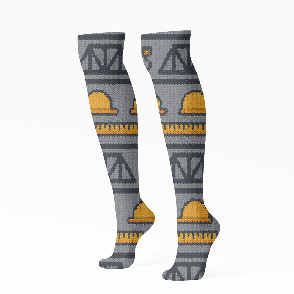 Civil Engineer Bridge Beam Band Knit unique graphic knee-high socks