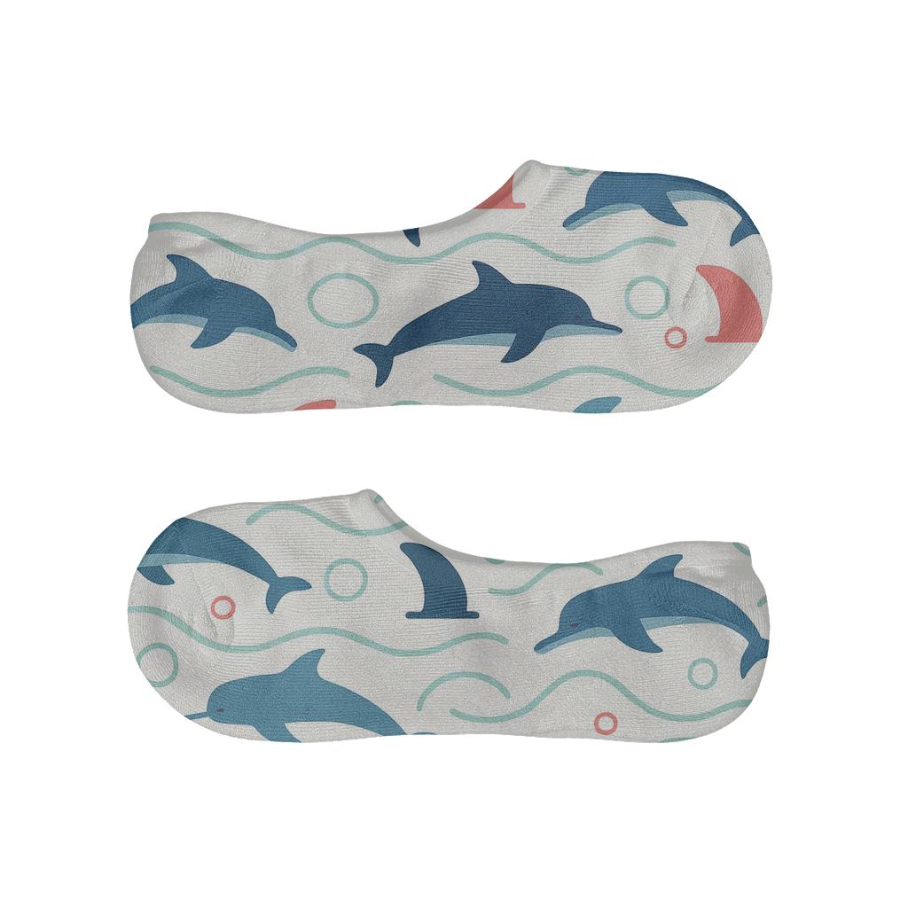Coastal Bands With Dolphin Pod Rhythm personalized no-show socks