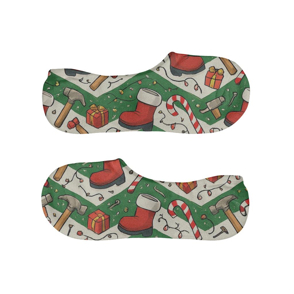 Chevron Workshop With Santa Claus Details comfortable invisible socks