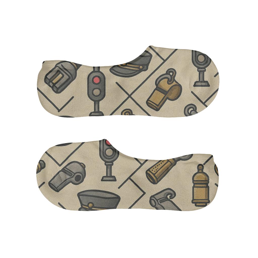 Ticket Punch Lattice With Train Conductor Charm soft cotton no-show socks
