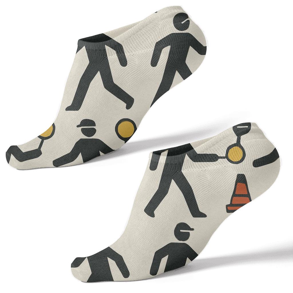 Vintage Poster Grid Crossing Guard Pattern stylish athletic ankle socks