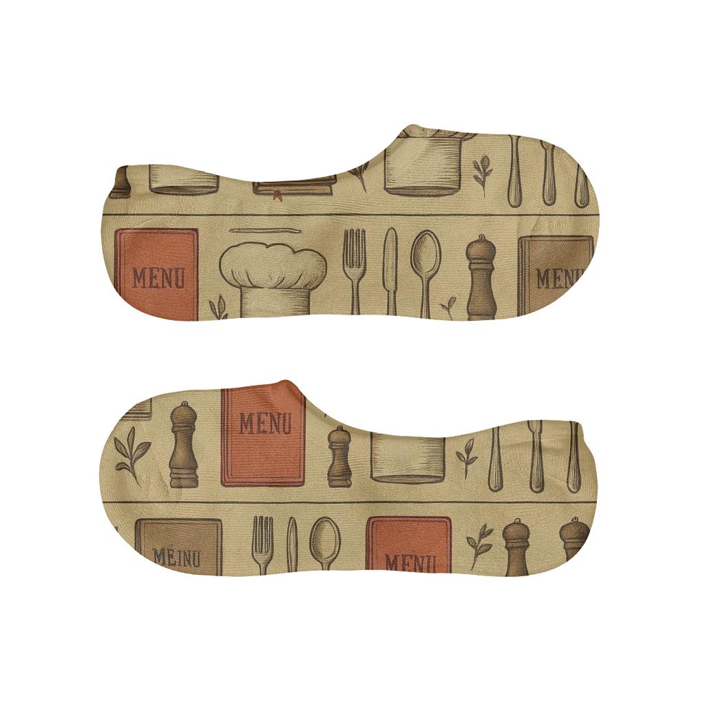 Cutlery Parade Restaurant Manager Pattern Bands personalized no-show socks