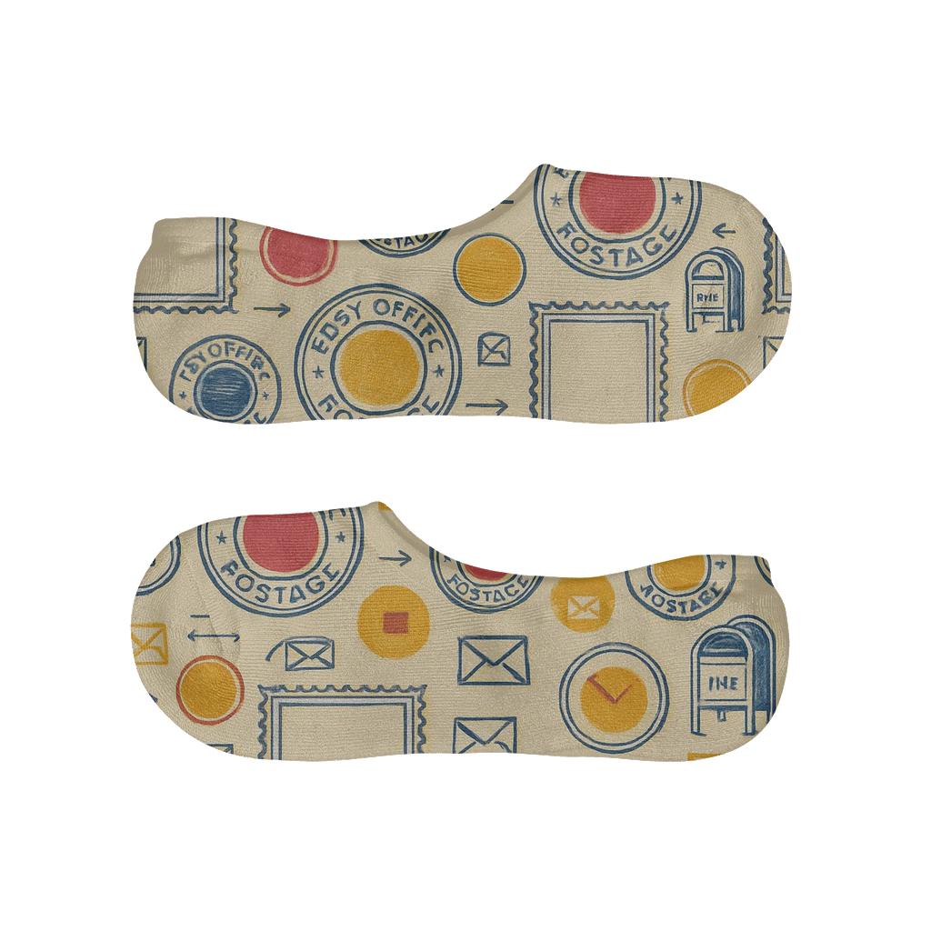 Stamp Carousel For Postal Worker Pattern designer print no-show socks