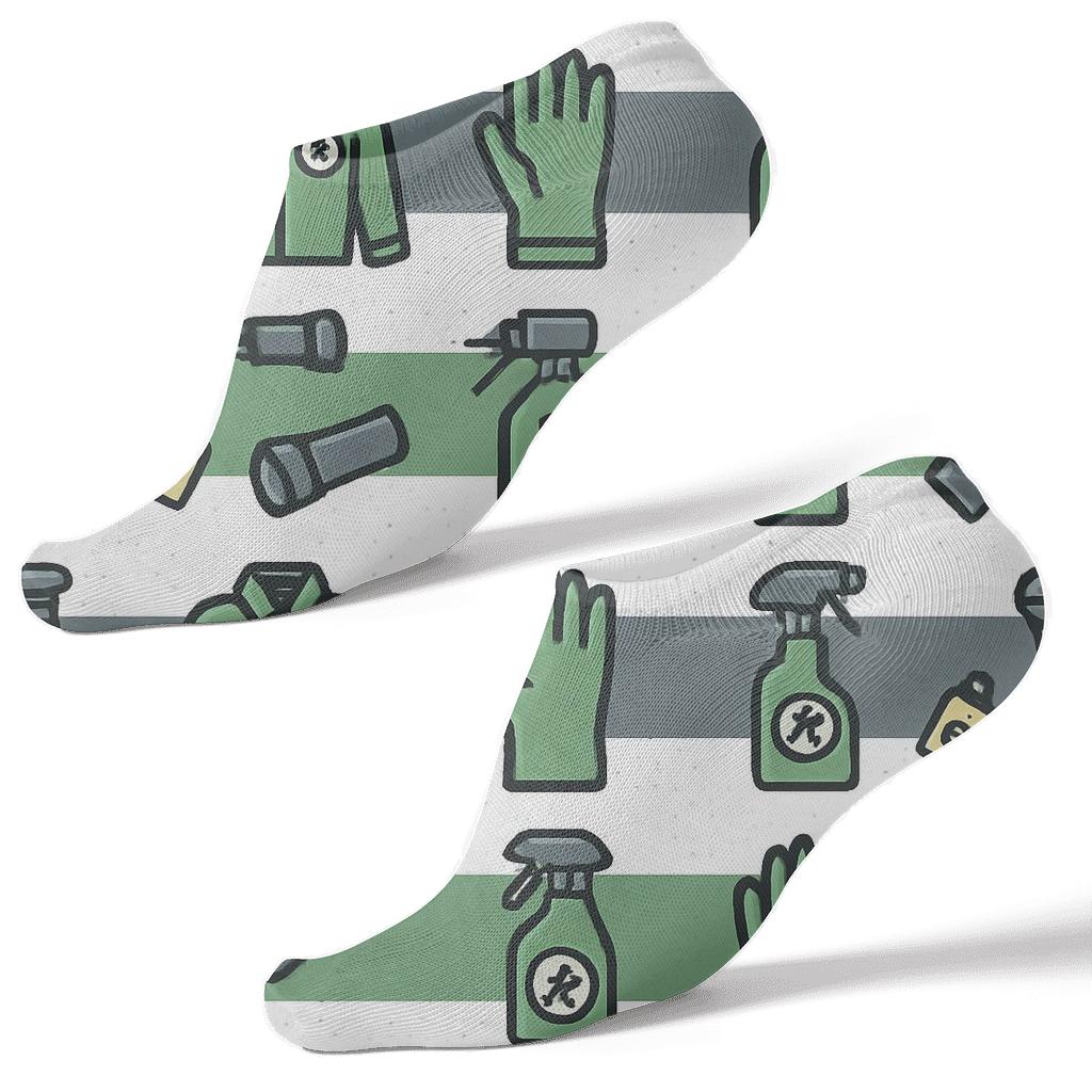 Service Badge Stripes With Pest Control Technician Icons custom ankle socks