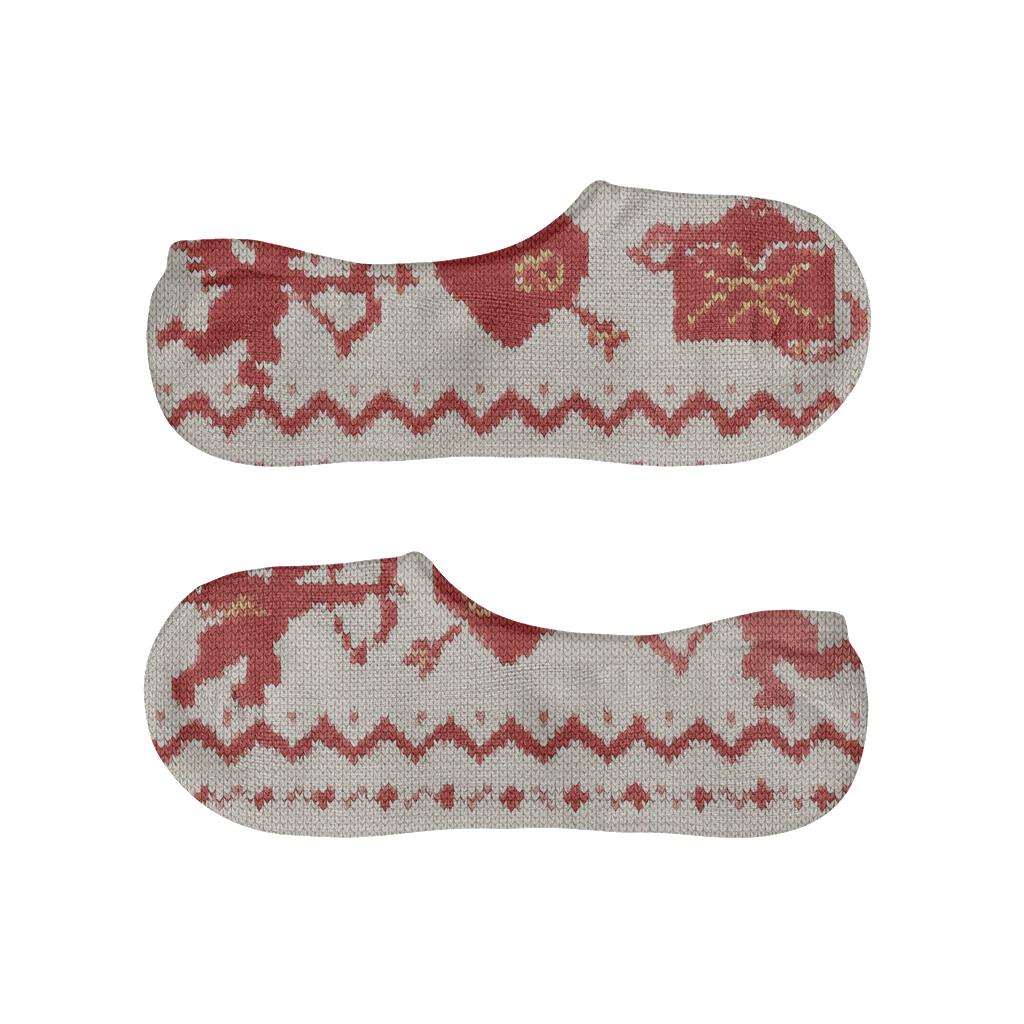Knitted Illusion Valentines Cupid Silhouette Fair Isle Repeat comfortable low-cut socks