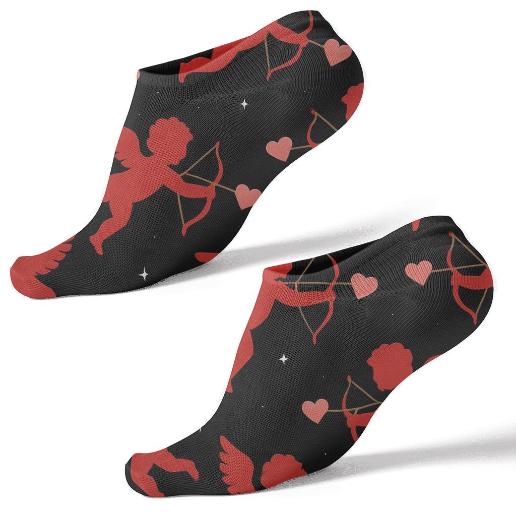 Modern Minimalist Graphic Tile With Valentines Cupid Silhouette comfortable cotton ankle socks