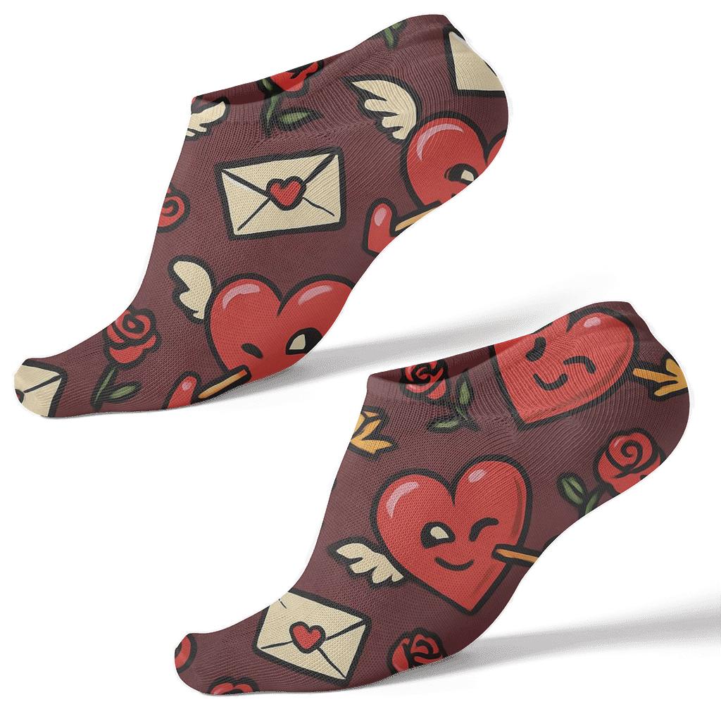 Cupid Arrow Heart Parade Pattern With Valentines Heart With Arrow trendy patterned ankle socks
