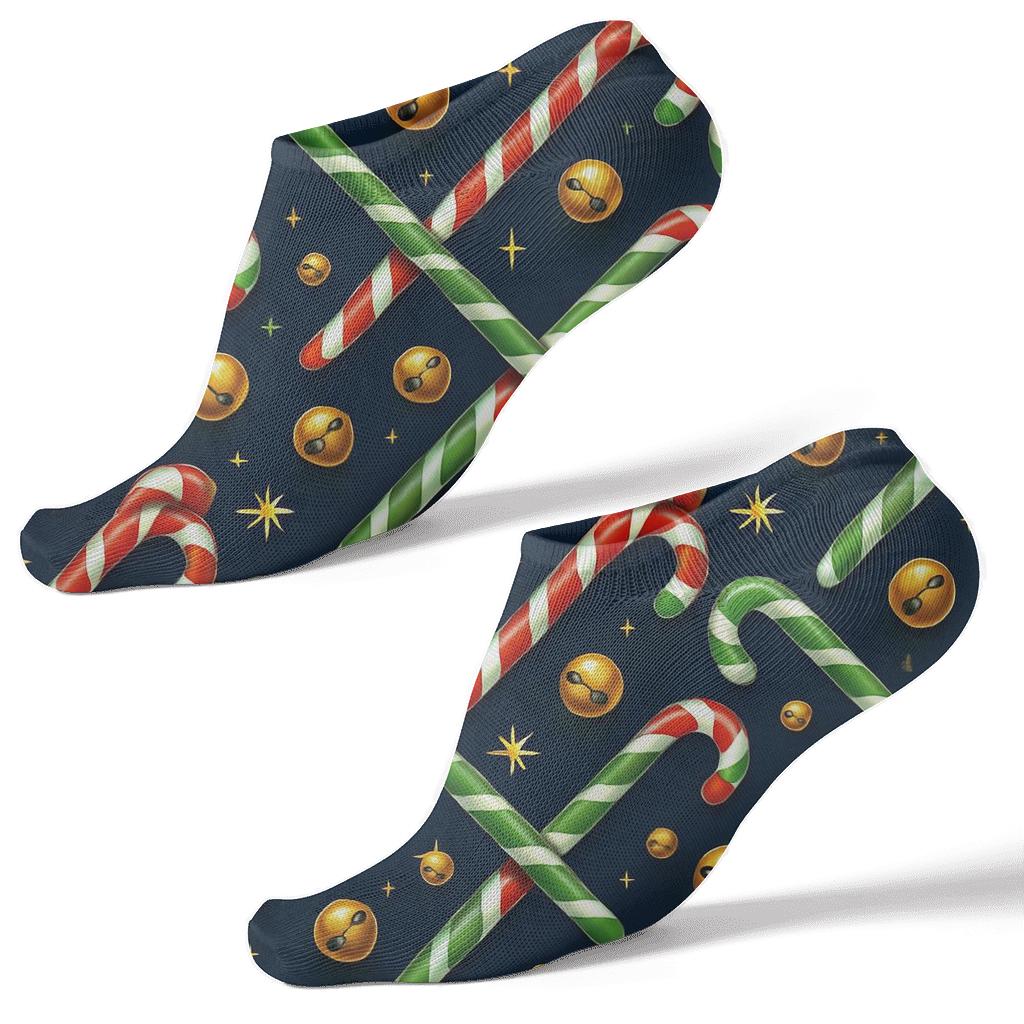 Candy Cane Lattice With Holiday Sparkle custom ankle socks