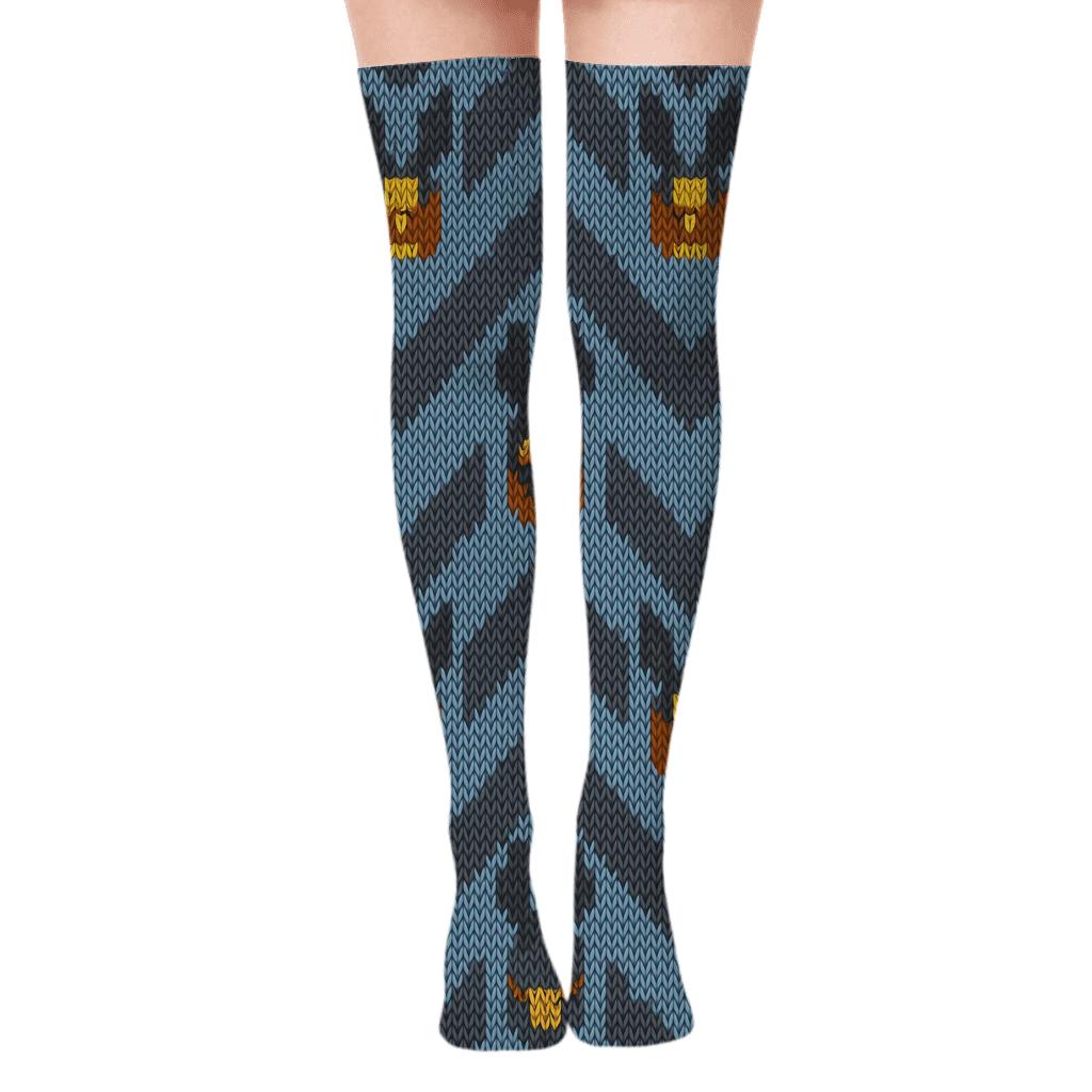 Knitted Illusion Donkey Ear Chevron designer print over-the-knee socks
