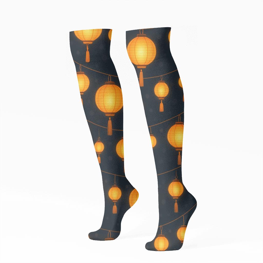 Midnight Festival Lantern Garland Bands Knee-High Socks