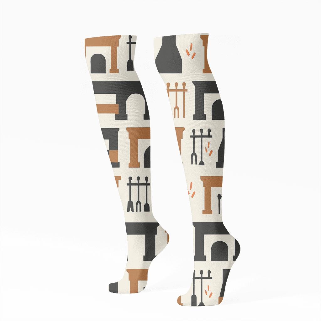 Mantel Silhouette Bands With Fireplace Tools personalized knee-high socks