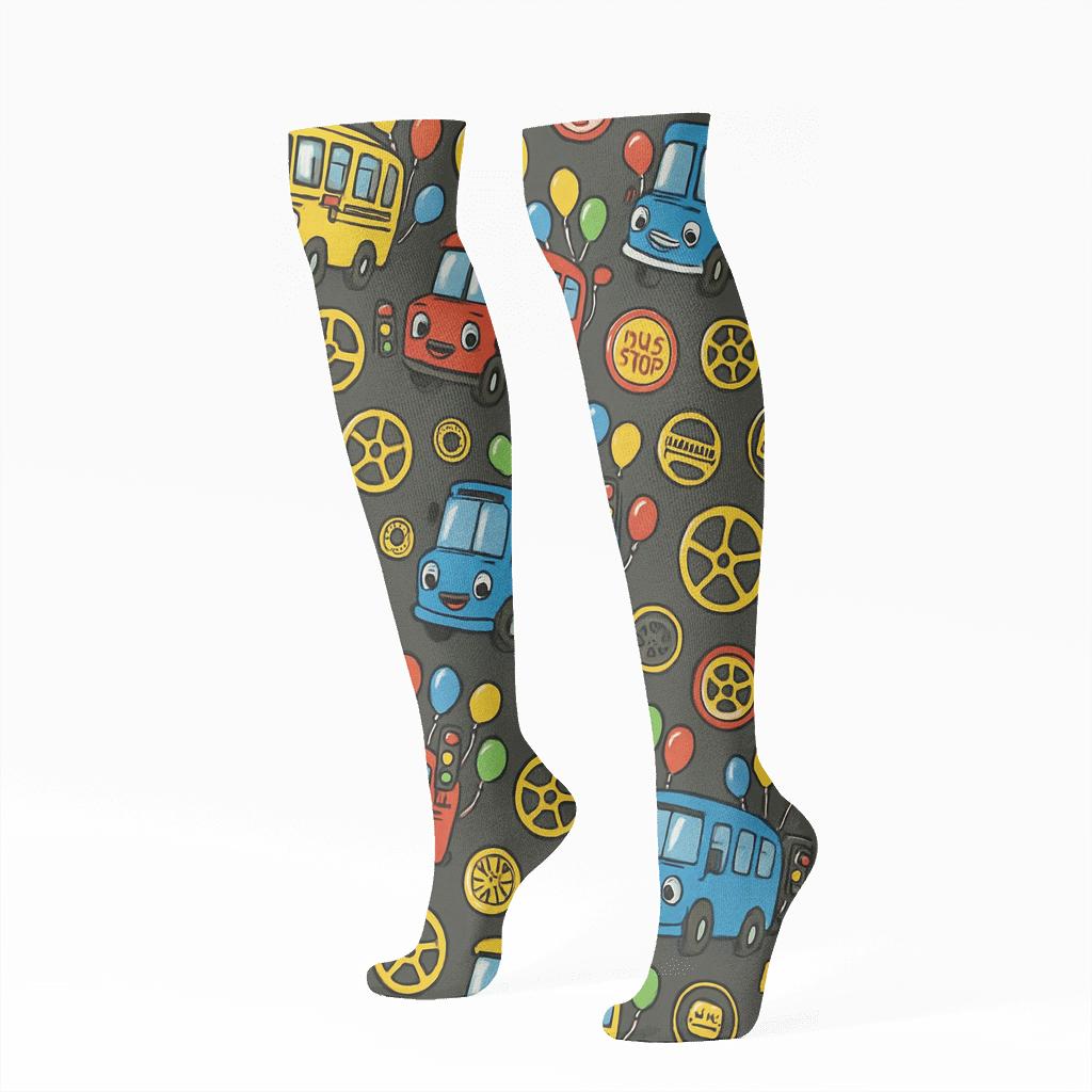 Asphalt Gray Parade Pattern, Bus Driver custom knee-high socks
