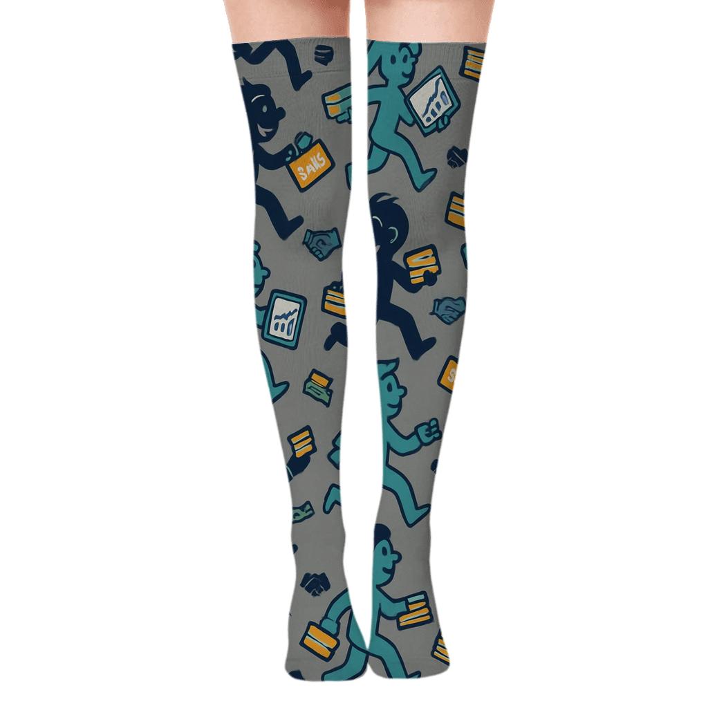 Trade Show Booth Parade With Salesperson Silhouettes soft everyday over-the-knee socks