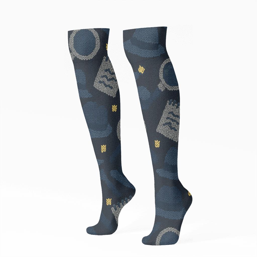 Knitted Case Notes Police Detective Pattern unique graphic knee-high socks