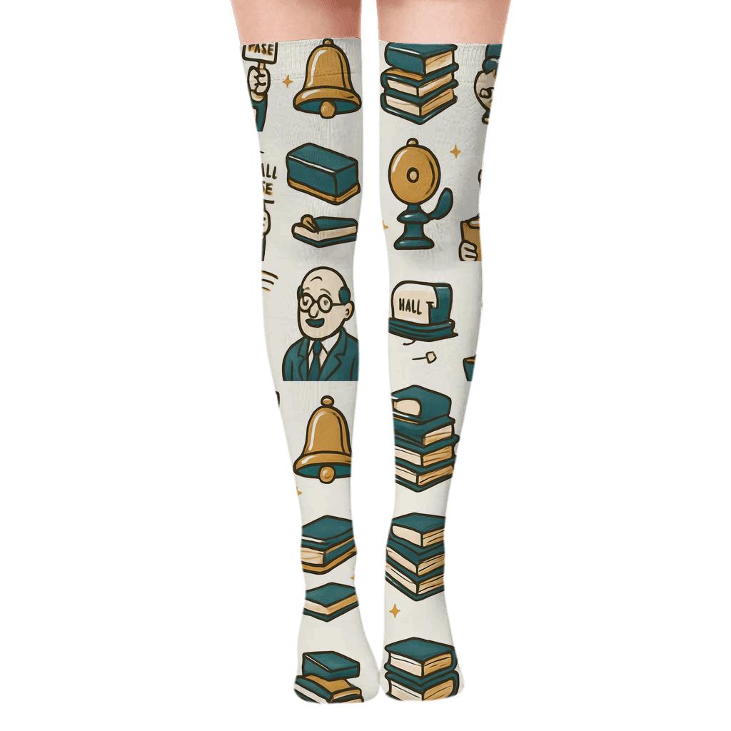 Detention Hall Pass Checkered School Principal custom over-the-knee socks