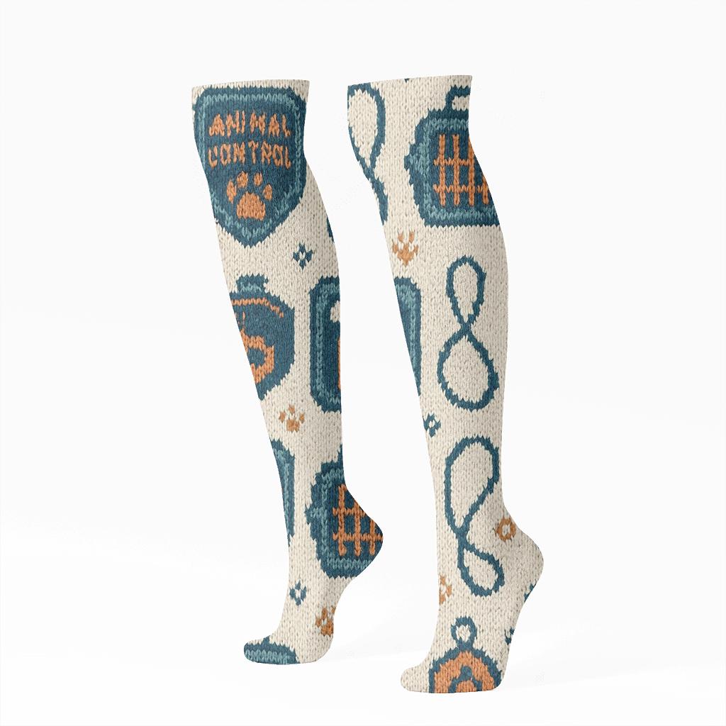 Knitted Illusion Patchwork, Animal Control Officer Edition personalized knee-high socks