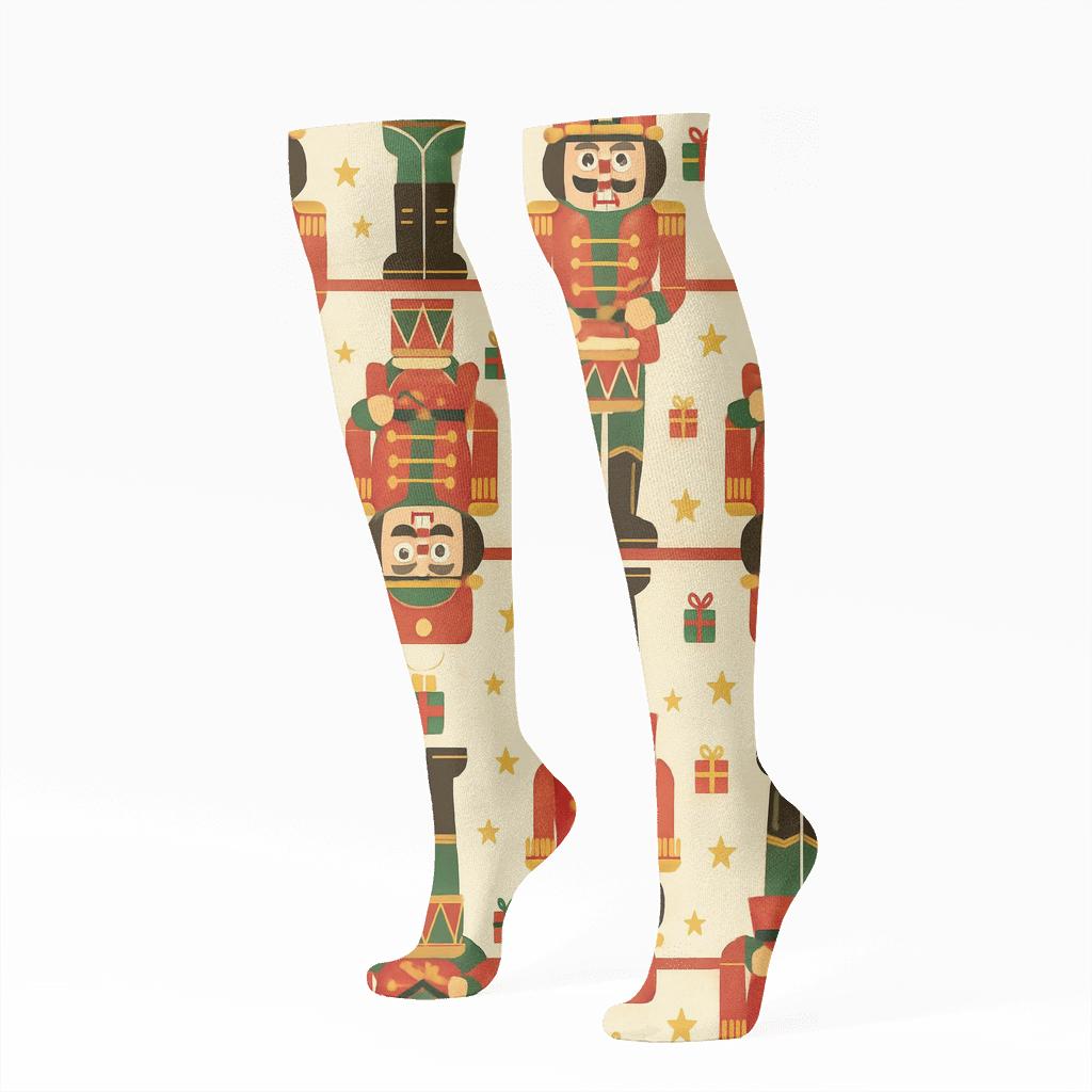 Holiday Nutcracker Parade In Mirrored Bands custom knee-high socks