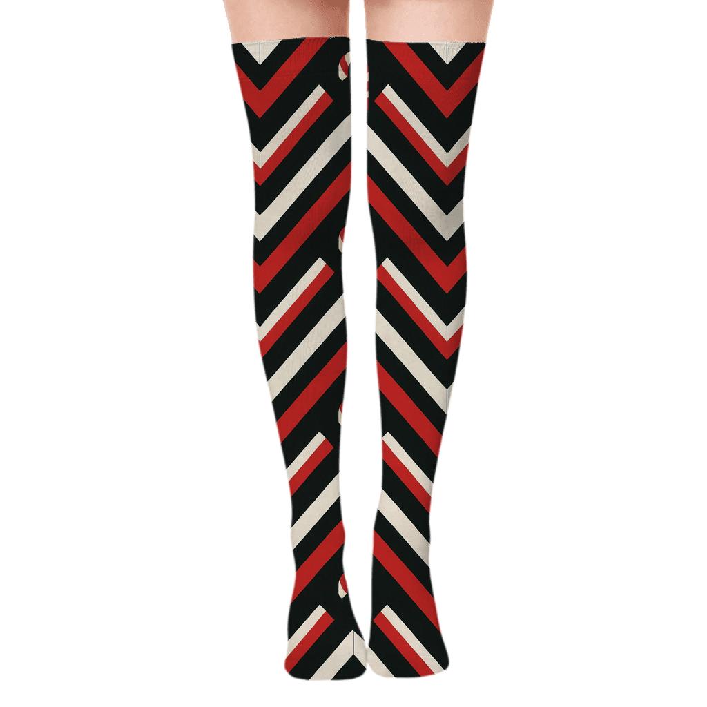 Modern Candy Canes Chevron Stripe System premium cozy over-the-knee socks