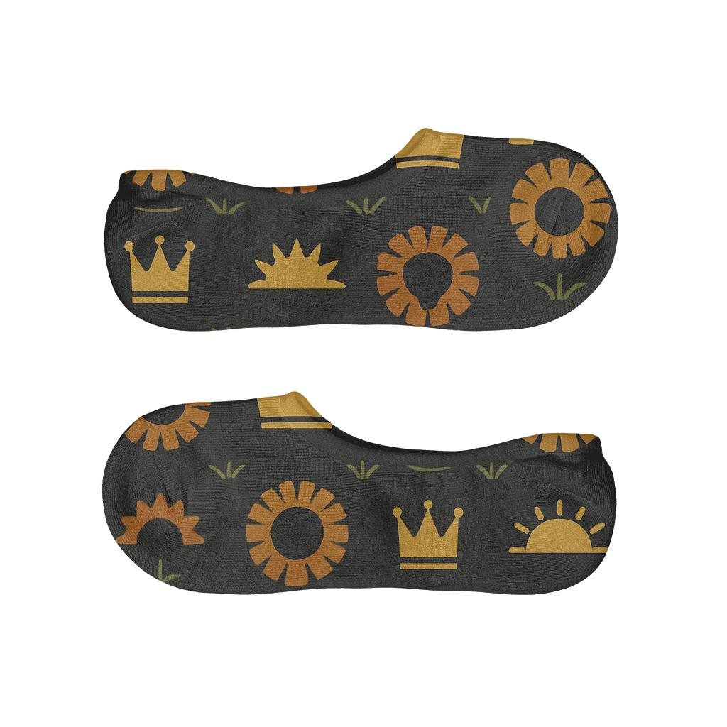 Geometric Crowned Mane Tiles, Modern Lion breathable seamless no-show sockscustom no-show socks