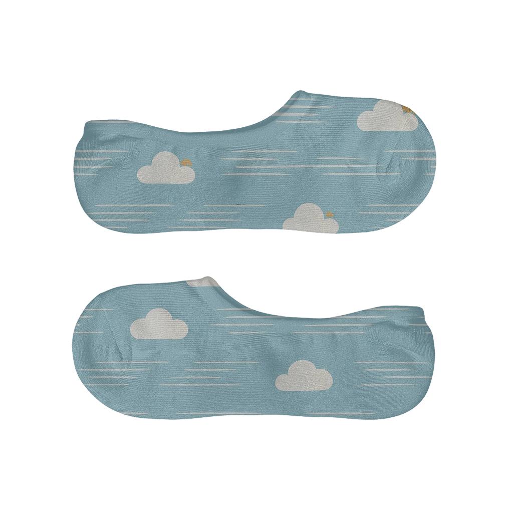 Cirrus Lattice With Clouds Accent designer printed no-show socks