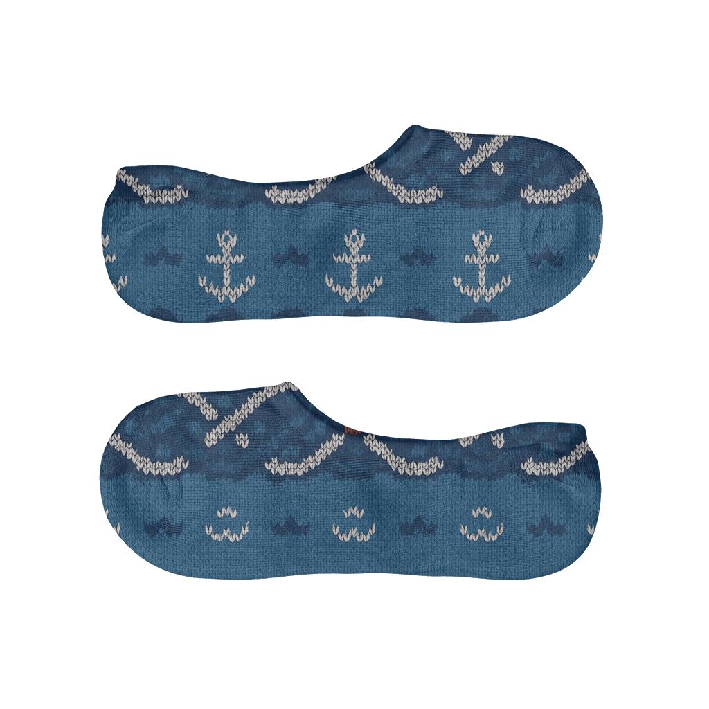 Wave Braid Sailor Knit Illusion soft cotton no-show socks