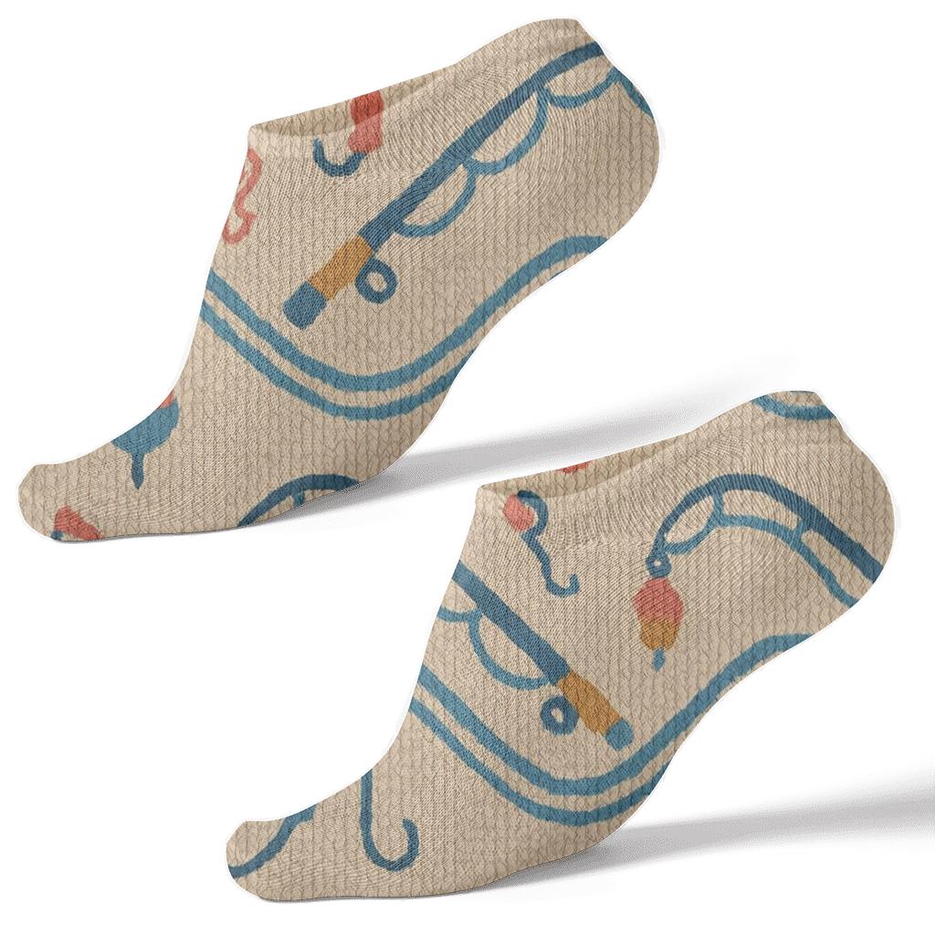Fisher Knitted Ripple Chevron On Sandy Beige designer print ankle socks