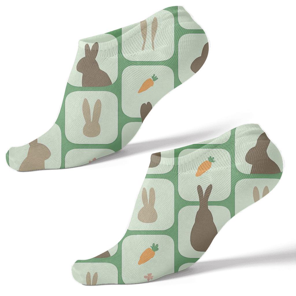Carrot Patch Tiles With Rabbit Silhouettes custom ankle socks